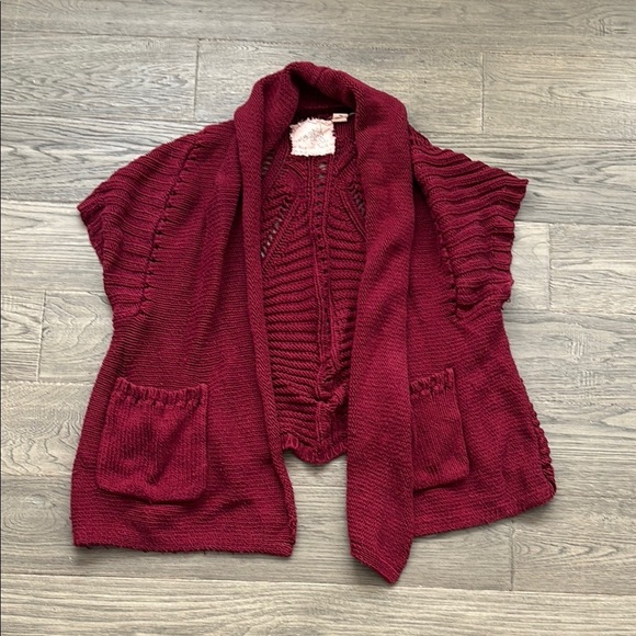 Angel of the North | Anthropologie Burgundy Knit Cardigan with Pockets - Picture 3 of 13